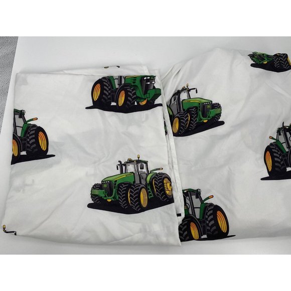 John Deere Bedding John Deere Tractor Twin Sheet Set White Green